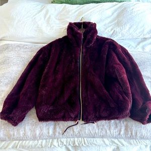 Lucky brand faux fur short bomber style coat